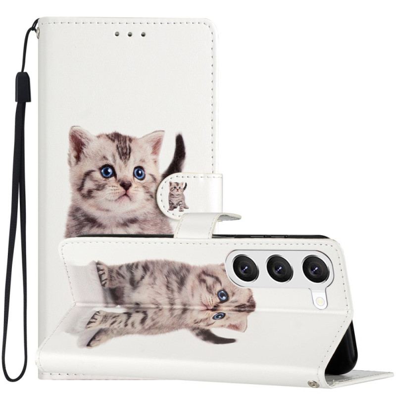Etui Folio Samsung Galaxy S24 Plus 5g Słodki Kot Z Paskiem