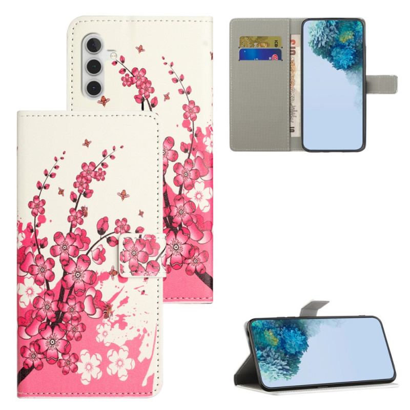 Etui Folio Samsung Galaxy S24 Plus 5g Tropikalne Kwiaty Etui Ochronne