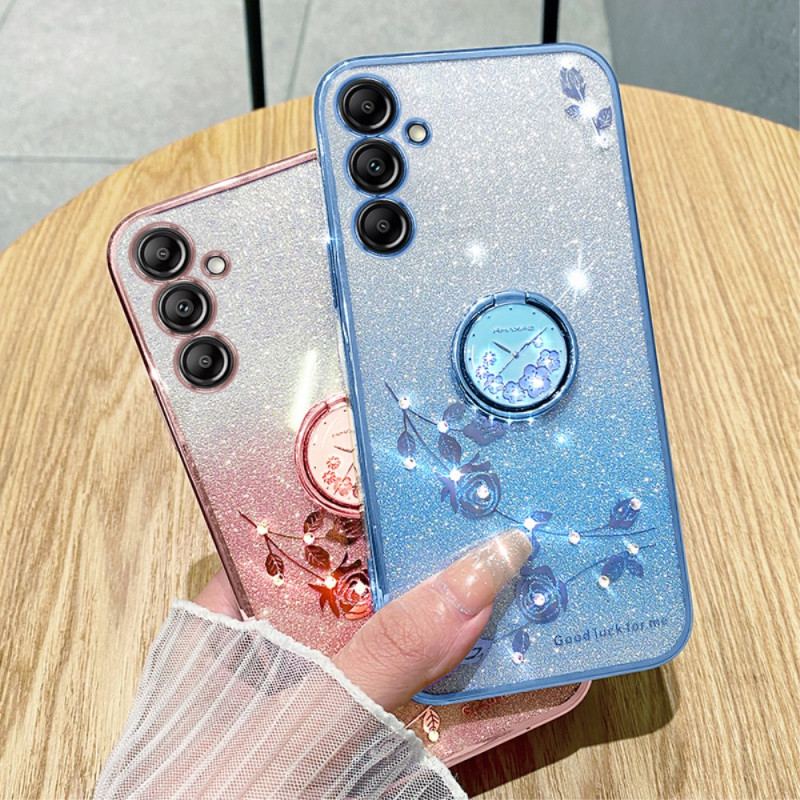 Etui Samsung Galaxy S24 Plus 5g Cekiny I Pierścień Podtrzymujący Kadem Etui Ochronne