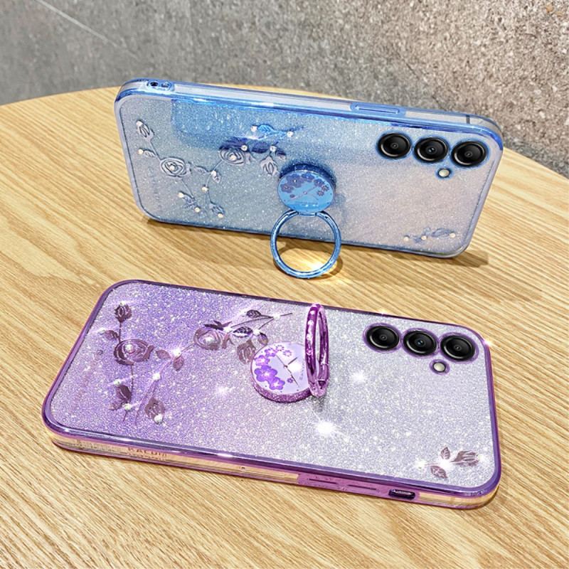 Etui Samsung Galaxy S24 Plus 5g Cekiny I Pierścień Podtrzymujący Kadem Etui Ochronne
