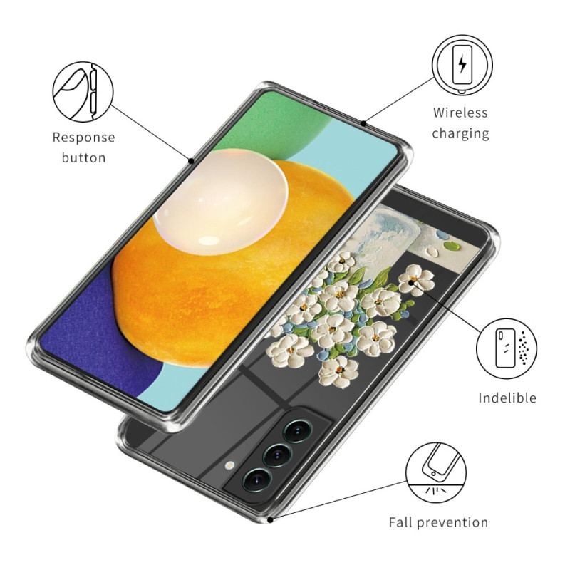 Etui Samsung Galaxy S24 Plus 5g Malowanie Białych Kwiatów