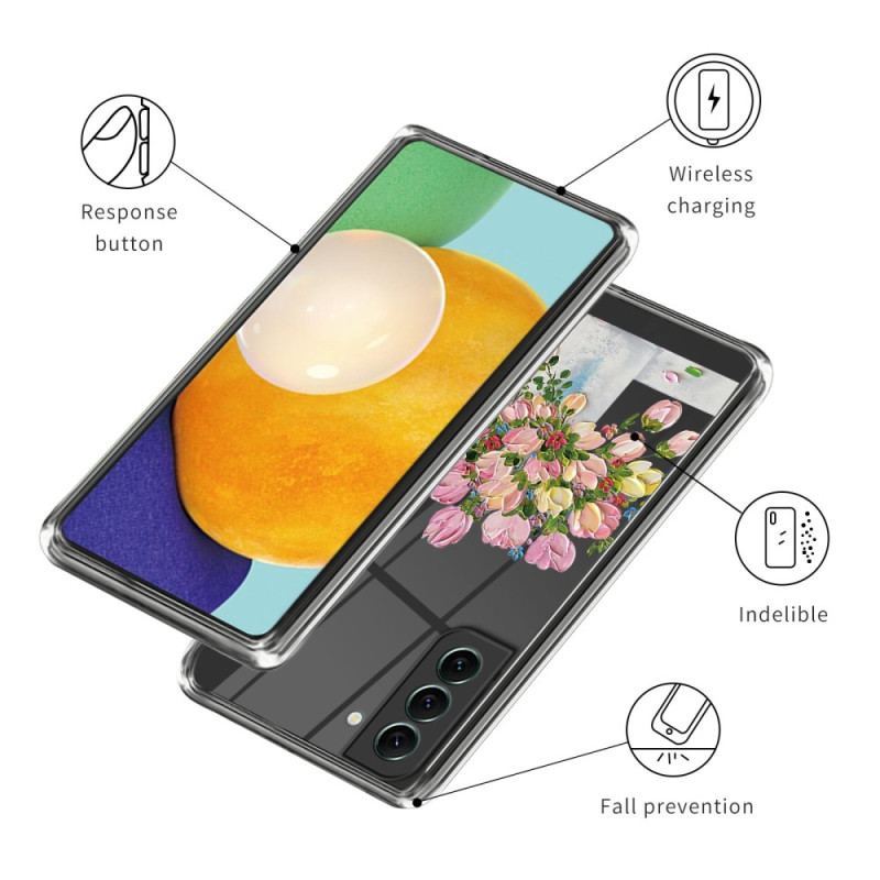 Etui Samsung Galaxy S24 Plus 5g Malowanie Różowych Kwiatów