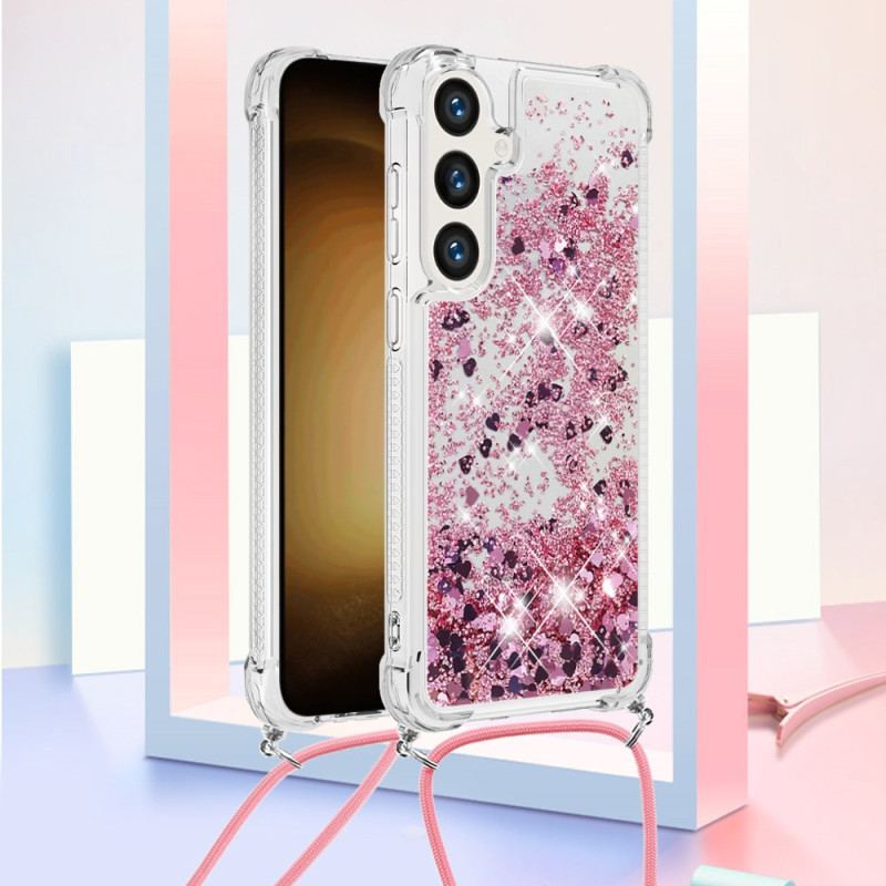 Etui Samsung Galaxy S24 Plus 5g Pływający Sznurek Z Cekinami