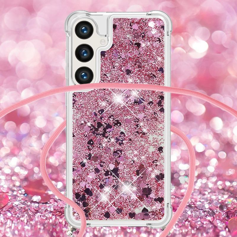 Etui Samsung Galaxy S24 Plus 5g Pływający Sznurek Z Cekinami