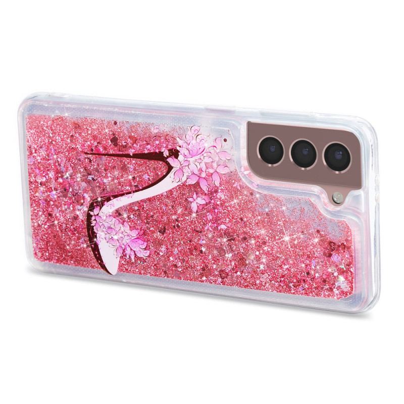 Etui Samsung Galaxy S24 Plus 5g Pompka Z Płynnym Brokatem