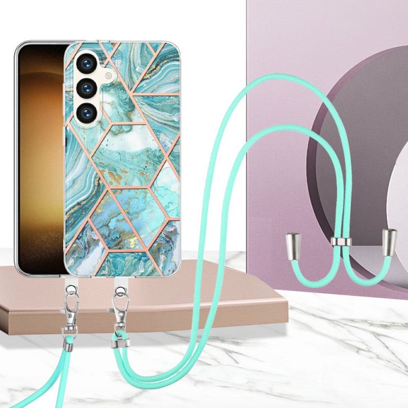 Etui Samsung Galaxy S24 Plus 5g Różowy I Biały Sznur Marmurowy