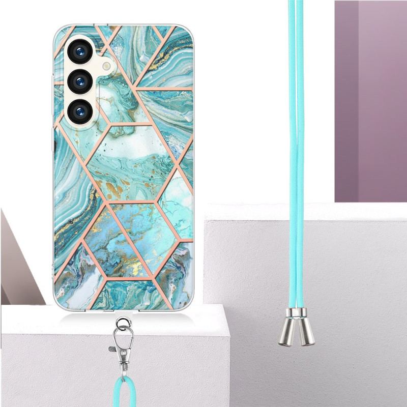 Etui Samsung Galaxy S24 Plus 5g Różowy I Biały Sznur Marmurowy