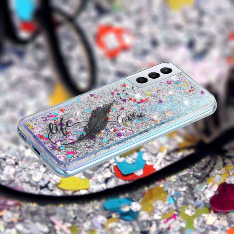 Futerały Samsung Galaxy S24 Plus 5g Etui Na Telefon Płynny Brokat I Pióra