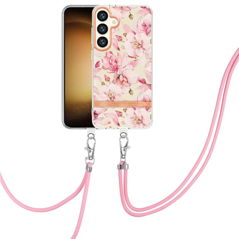 Futerały Samsung Galaxy S24 Plus 5g Etui Na Telefon Sznurek Ze Wzorem Kwiatowym