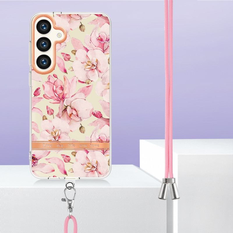Futerały Samsung Galaxy S24 Plus 5g Etui Na Telefon Sznurek Ze Wzorem Kwiatowym