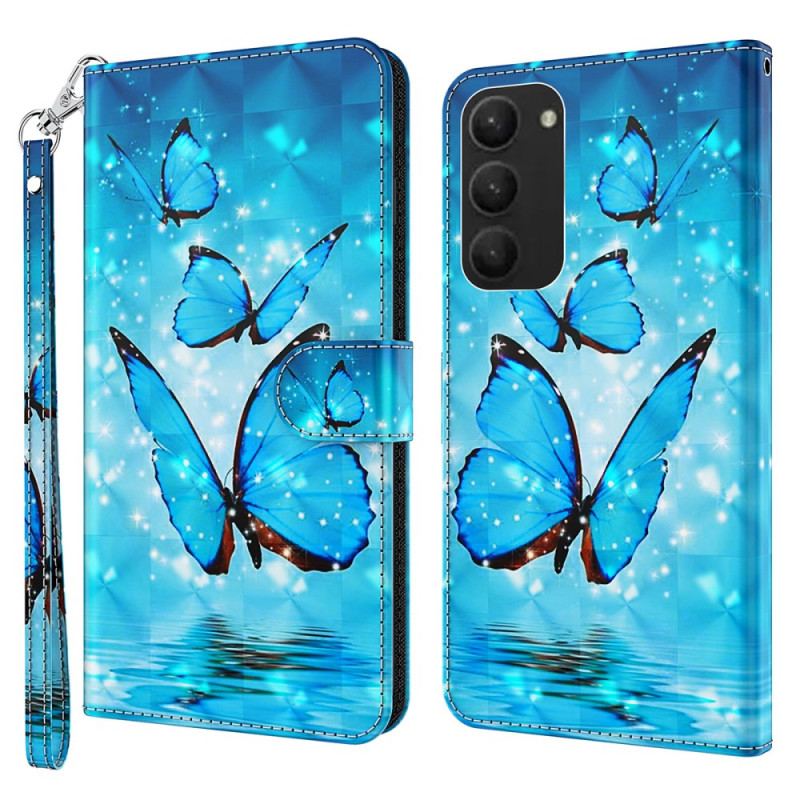 Obudowa Samsung Galaxy S24 Plus 5g Etui Na Telefon Niebieskie Motyle Z Paskiem