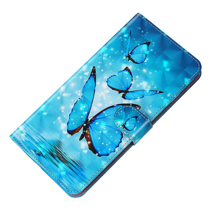 Obudowa Samsung Galaxy S24 Plus 5g Etui Na Telefon Niebieskie Motyle Z Paskiem