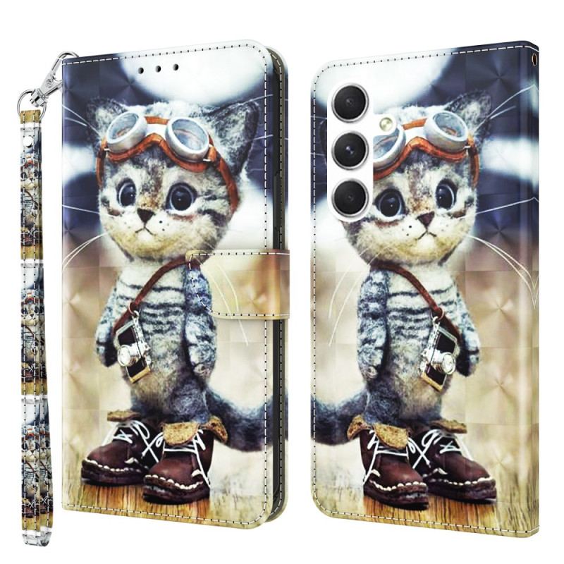 Pokrowce Samsung Galaxy S24 Plus 5g Kot Lotnik Z Paskiem