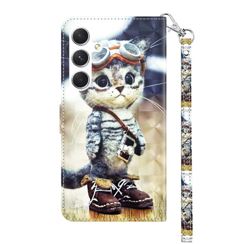 Pokrowce Samsung Galaxy S24 Plus 5g Kot Lotnik Z Paskiem