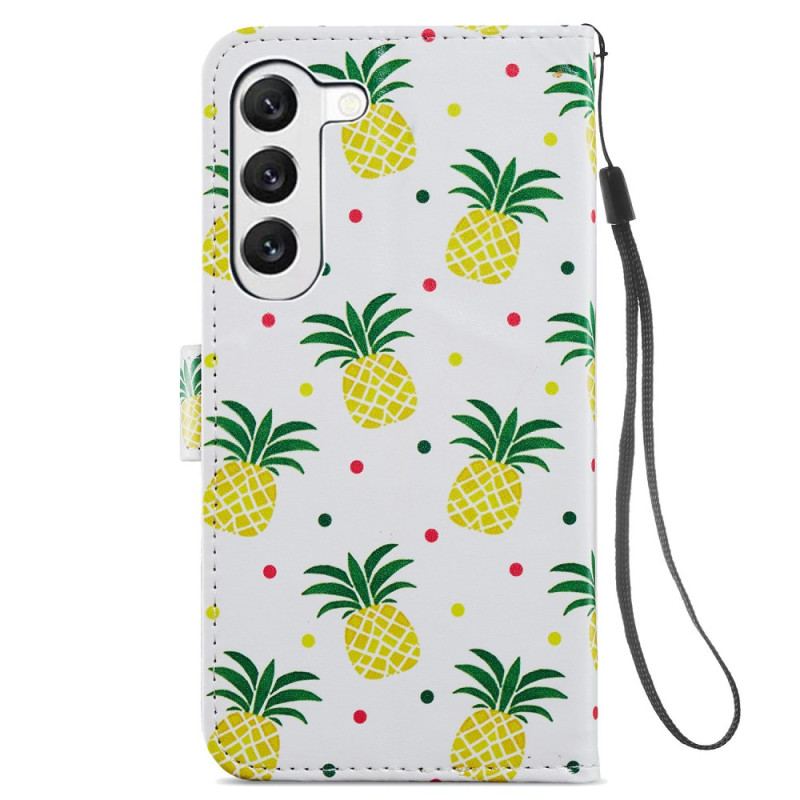 Skórzany Futerał Samsung Galaxy S24 Plus 5g Etui Na Telefon Ananas Z Paskiem