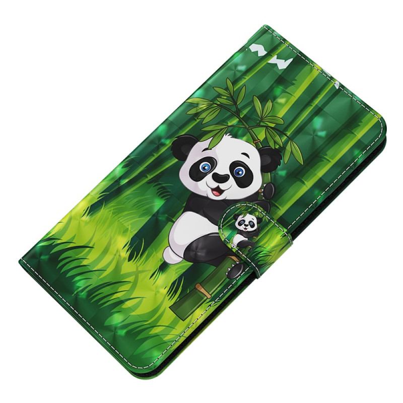 Skórzany Futerał Samsung Galaxy S24 Plus 5g Etui Na Telefon Wspinaczka Panda Z Paskiem