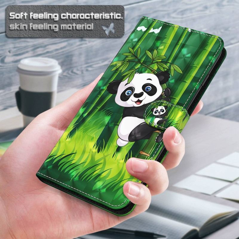 Skórzany Futerał Samsung Galaxy S24 Plus 5g Etui Na Telefon Wspinaczka Panda Z Paskiem