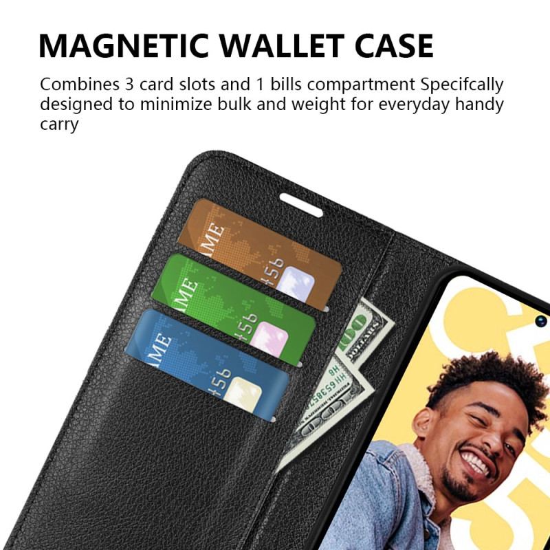 Etui Folio Do Google Pixel 8 Klasyczna Skóra Liczi