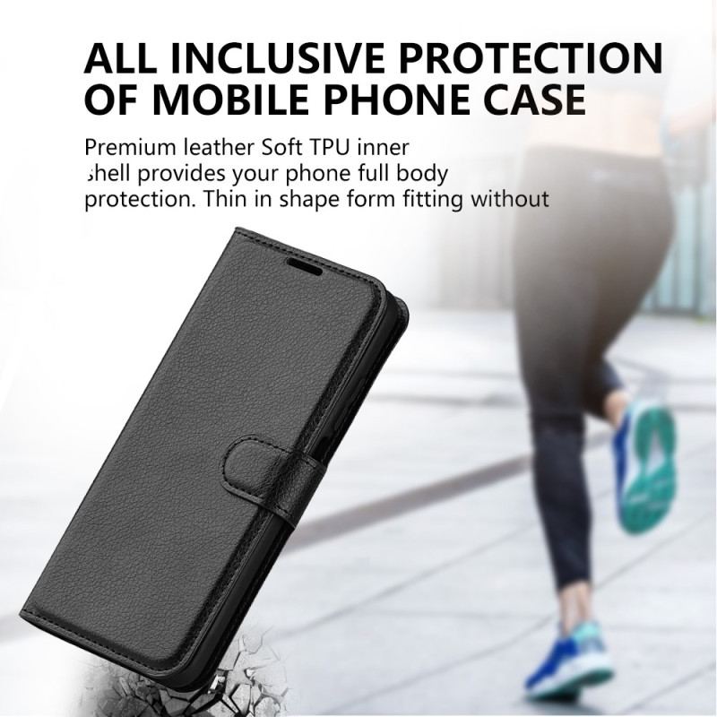 Etui Folio Do Google Pixel 8 Klasyczna Skóra Liczi