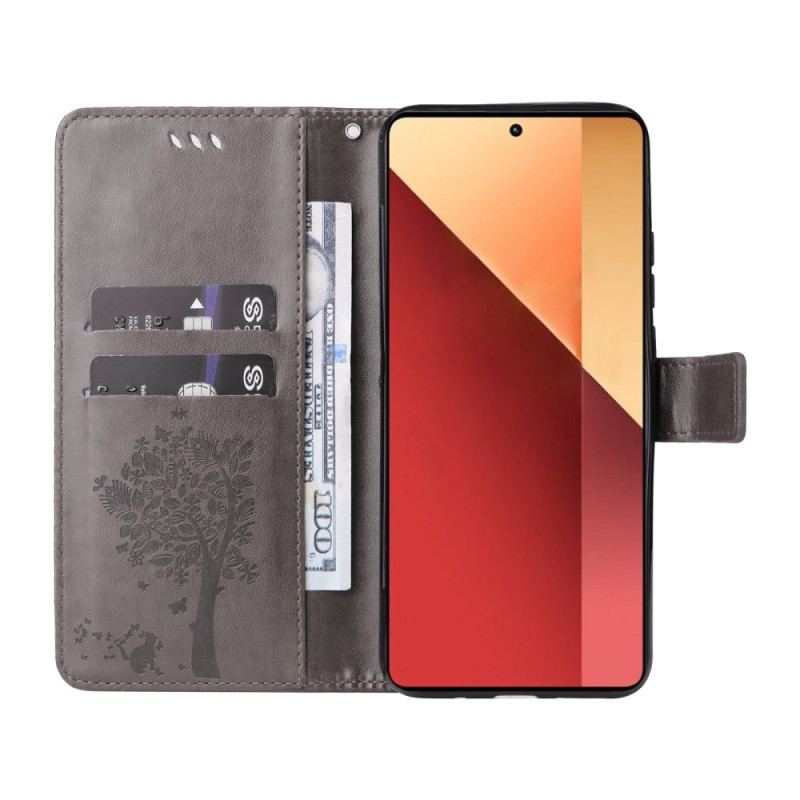 Etui Folio Xiaomi Redmi Note 13 Pro 4g Drzewo I Kot Etui Ochronne