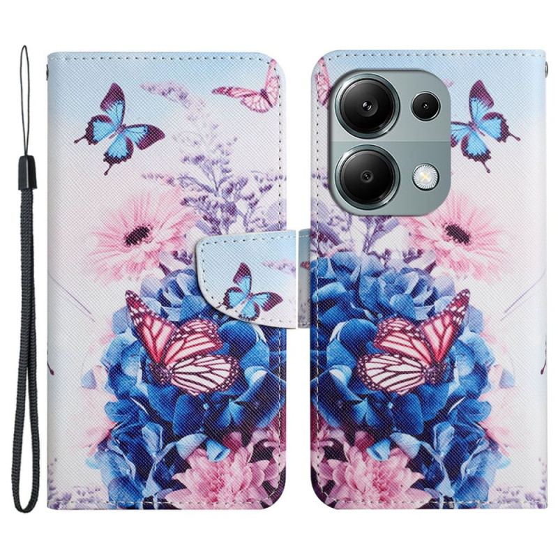 Etui Folio Xiaomi Redmi Note 13 Pro 4g Fioletowe Motyle Z Paskiem