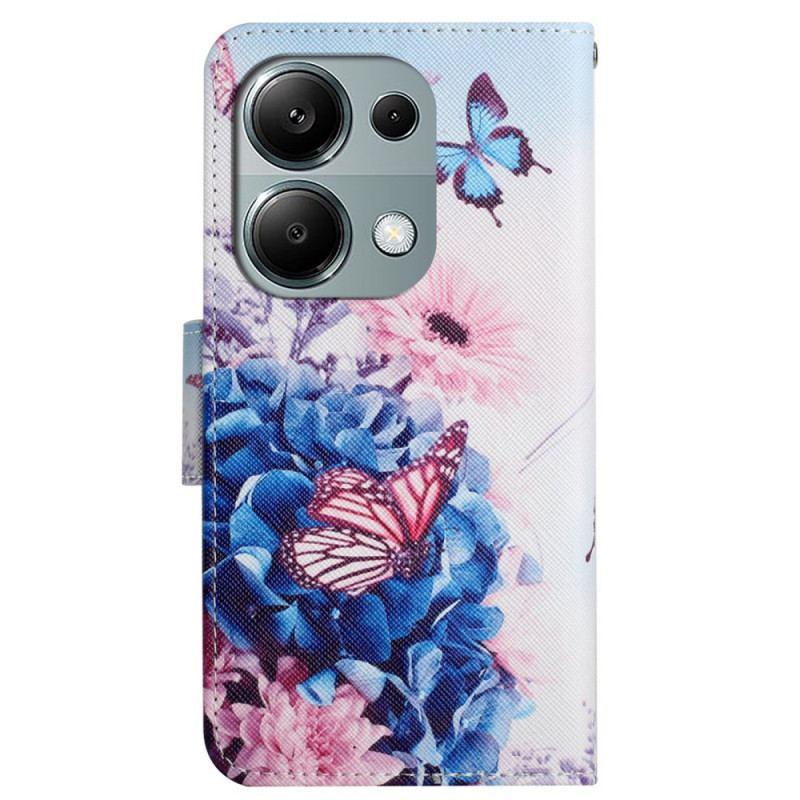 Etui Folio Xiaomi Redmi Note 13 Pro 4g Fioletowe Motyle Z Paskiem