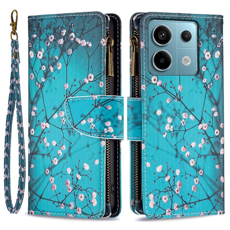 Etui Folio Xiaomi Redmi Note 13 Pro 4g Portfel W Gałązki Kwiatowe Z Paskiem