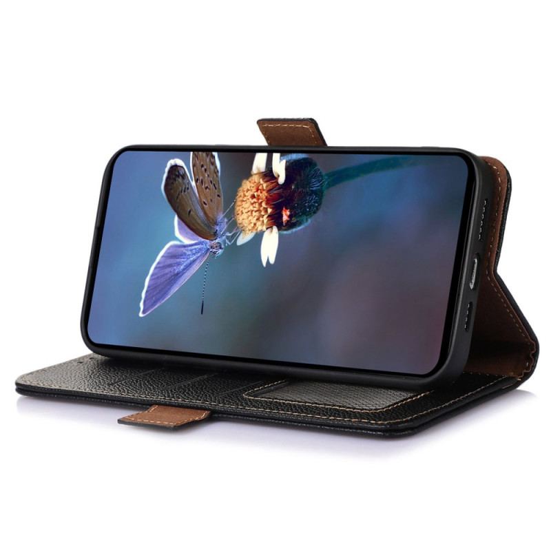 Etui Folio Xiaomi Redmi Note 13 Pro 4g Technologia Rfid Ze Skóry Litchi Etui Ochronne