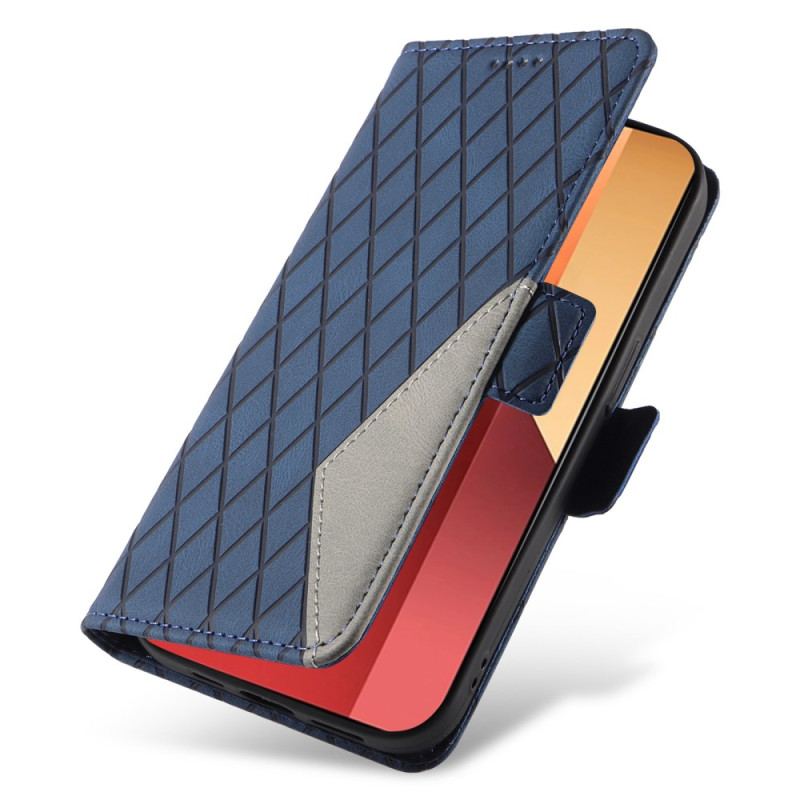 Etui Folio Xiaomi Redmi Note 13 Pro 4g Wzór W Romby Z Paskiem