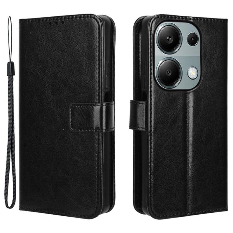 Skórzany Futerał Xiaomi Redmi Note 13 Pro 4g Etui Na Telefon Błyszcząca Sztuczna Skóra