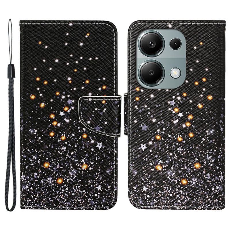 Skórzany Futerał Xiaomi Redmi Note 13 Pro 4g Etui Na Telefon Złamane Gwiazdy Z Paskiem