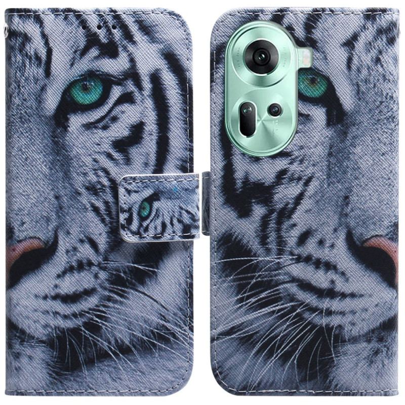 Etui Folio Do Oppo Reno 11 5g Biały Tygrys