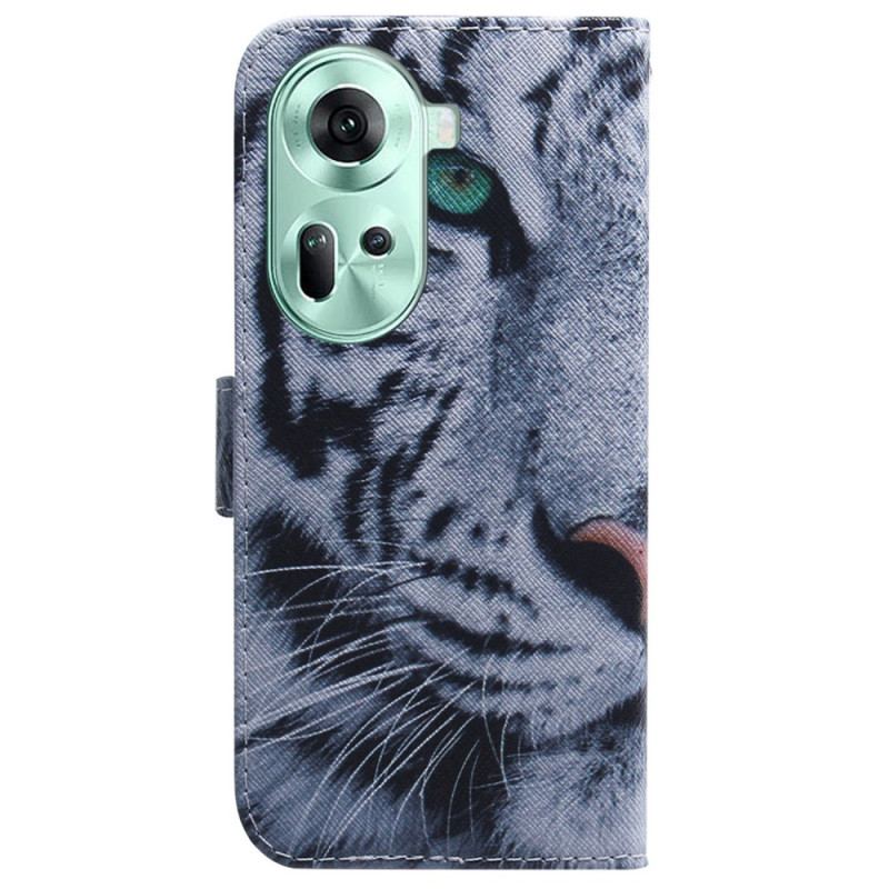Etui Folio Do Oppo Reno 11 5g Biały Tygrys