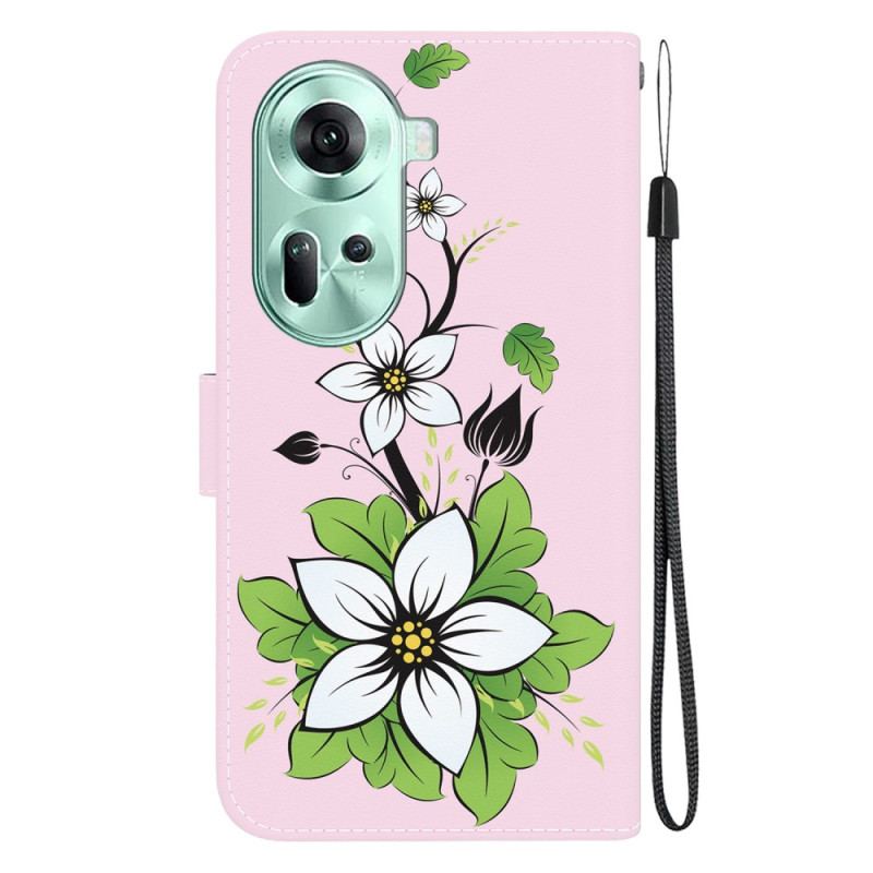 Etui Folio Do Oppo Reno 11 5g Nadruk W Lilie Z Paskiem