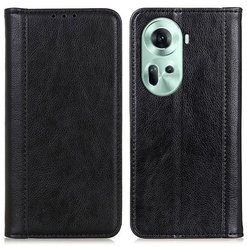 Flip Kotelot Do Oppo Reno 11 5g Skóra Dwoinowa O Fakturze Litchi