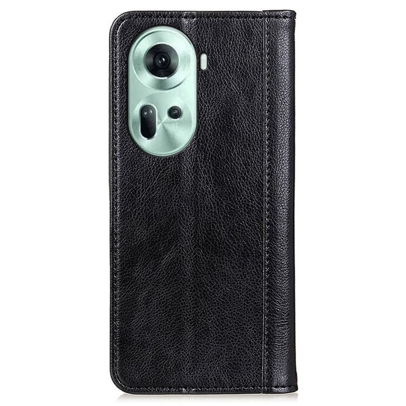 Flip Kotelot Do Oppo Reno 11 5g Skóra Dwoinowa O Fakturze Litchi