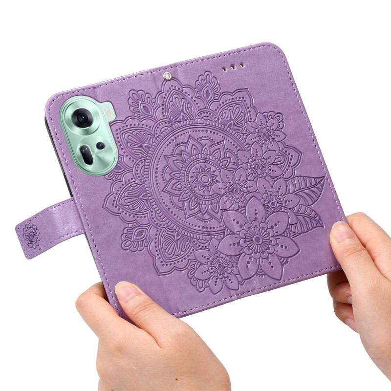 Obudowa Oppo Reno 11 5g Etui Na Telefon Kwiatowy Wzór Z Paskiem