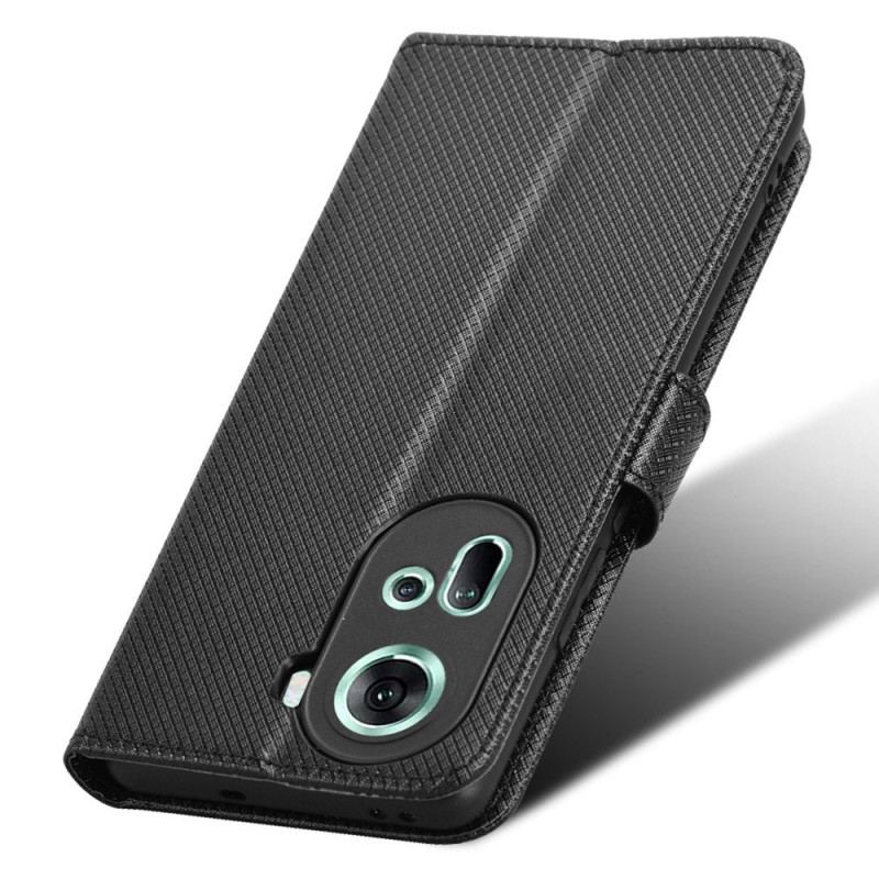 Skórzany Futerał Oppo Reno 11 5g Etui Na Telefon Pasek O Fakturze Diamentu