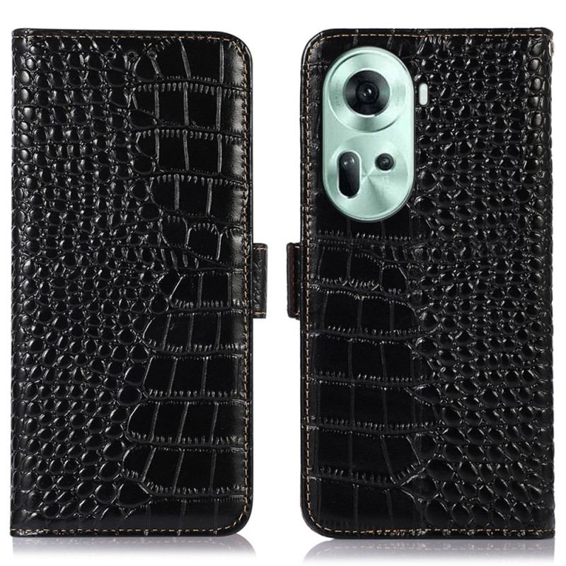 Skórzany Futerał Oppo Reno 11 5g Etui Na Telefon Skóra O Fakturze Krokodyla