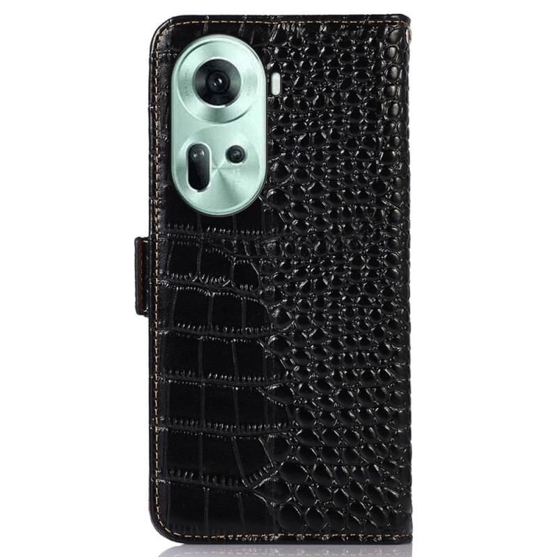 Skórzany Futerał Oppo Reno 11 5g Etui Na Telefon Skóra O Fakturze Krokodyla
