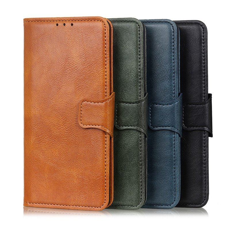 Etui Folio do Moto G200 5G Dwustronne Zapięcie Z Efektem Skóry