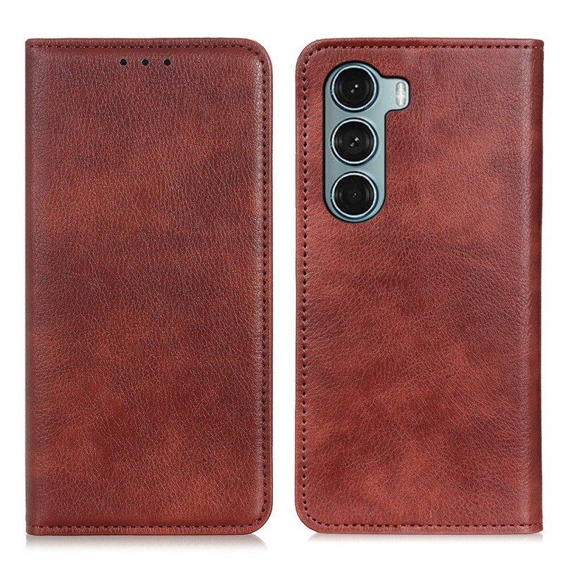 Etui Na Telefon do Moto G200 5G Etui Folio Liczi Split Skórzana Tekstura