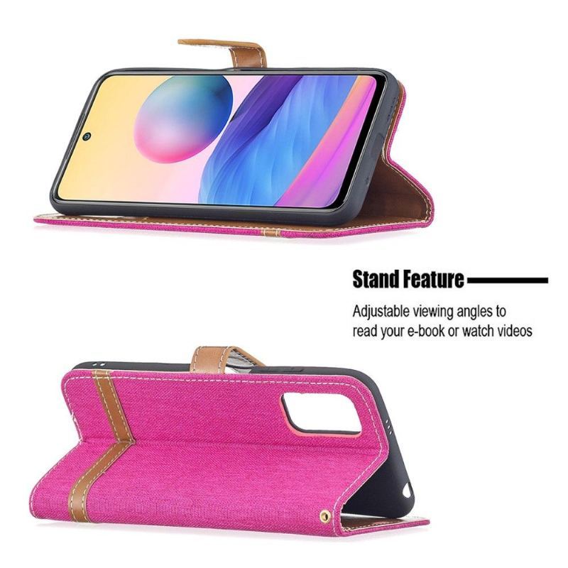 Etui Folio do Xiaomi Redmi Note 10 5G / Poco M3 Pro Obrzeża Pokrowiec Z Tkaniny