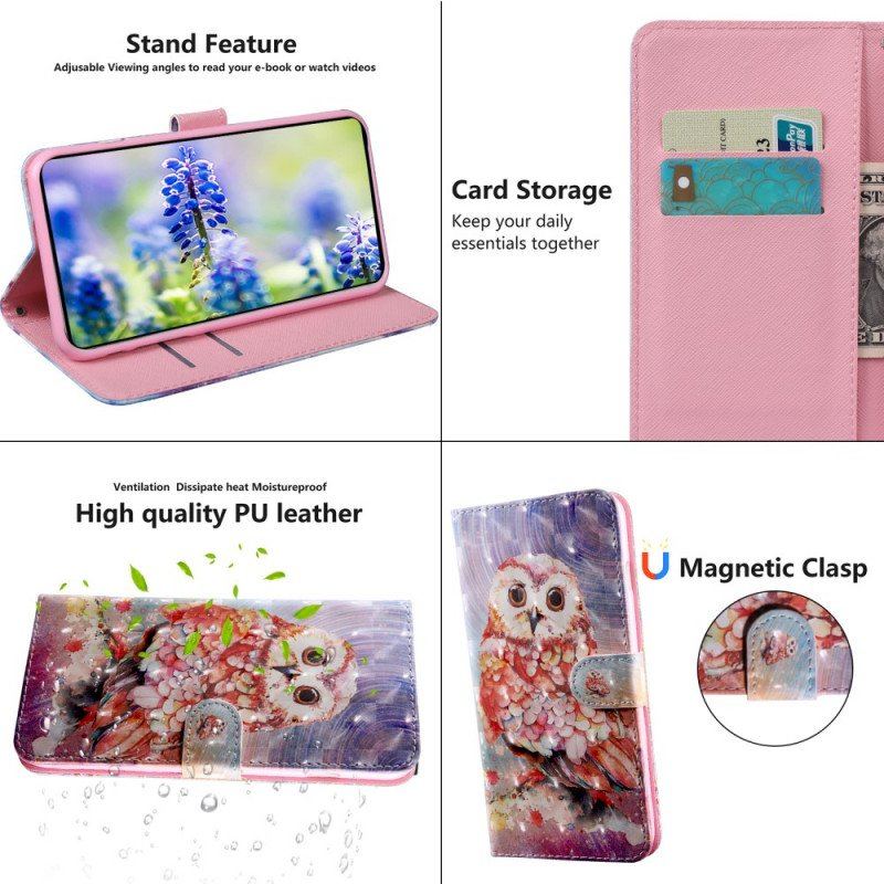 Etui Folio do OnePlus 10 Pro 5G z Łańcuch Stringi Sowa
