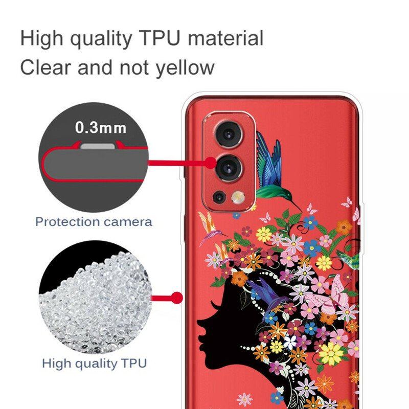 Etui do OnePlus Nord 2 5G Przejrzyste Kwieciste Włosy