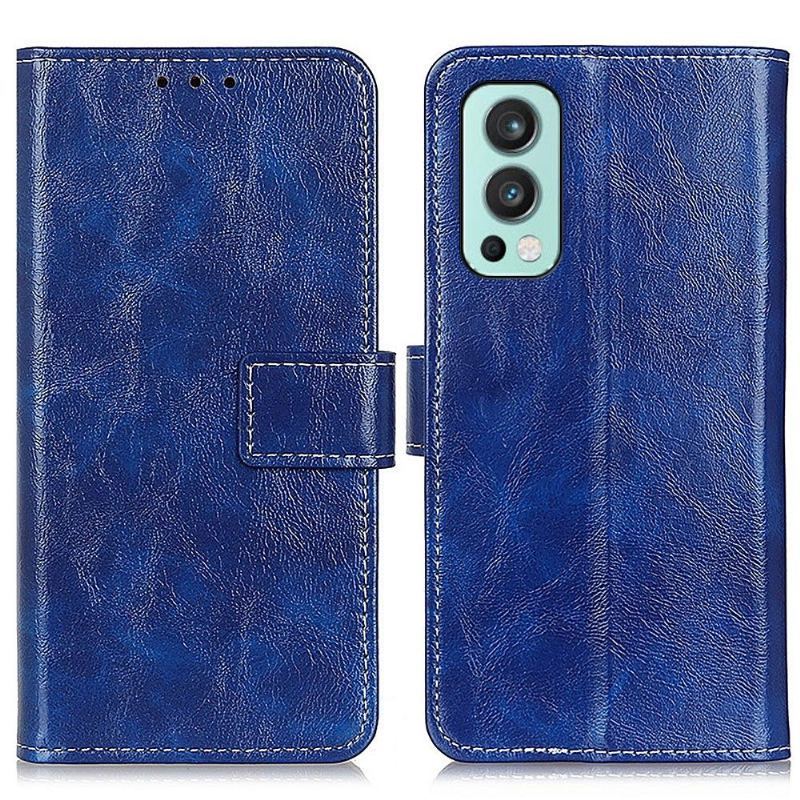 Etui Folio do OnePlus Nord 2 5G Luksusowe Szwy Z Efektem Skóry