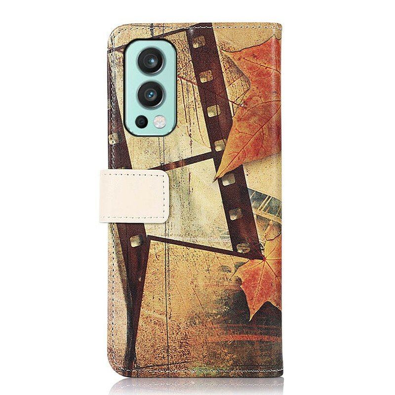 Etui Folio do OnePlus Nord 2 5G Wieża Eiffla Jesienią