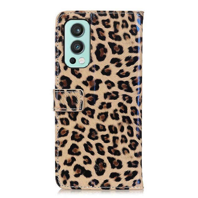 Etui Folio do OnePlus Nord 2 5G Zwykły Lampart