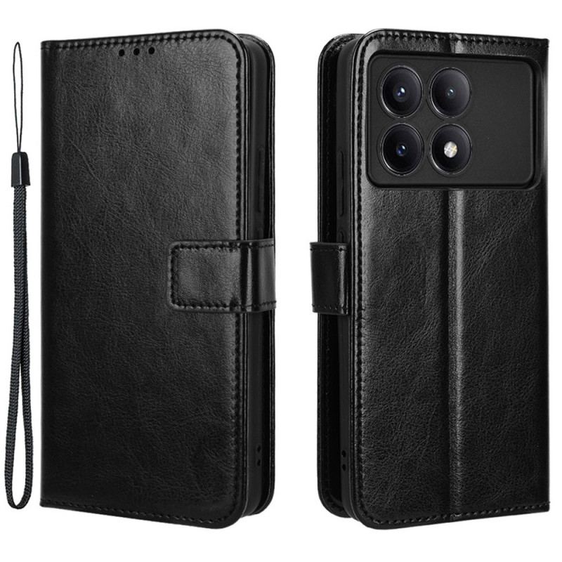Etui Folio Poco X6 Pro 5g Błyszcząca Sztuczna Skóra Z Paskiem Etui Ochronne
