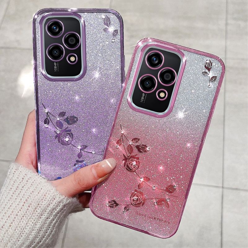 Futerały Honor 200 Lite Etui Na Telefon Smycz Kadem Z Kwiatami I Cyrkoniami